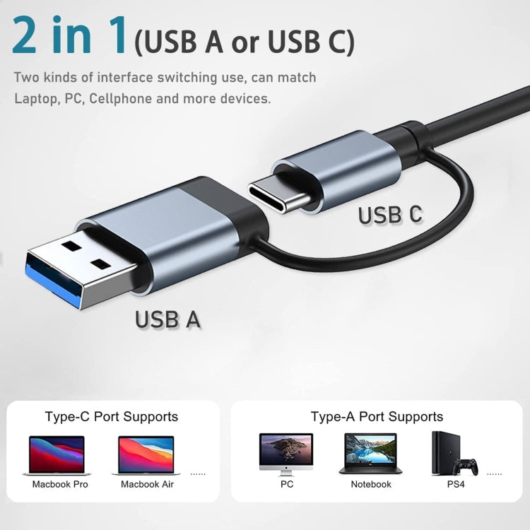 Lisslune | BYL-2208TU 5 in 2 USB + USB-C / Type-C to USB Multifunctional Docking Station HUB Adapter