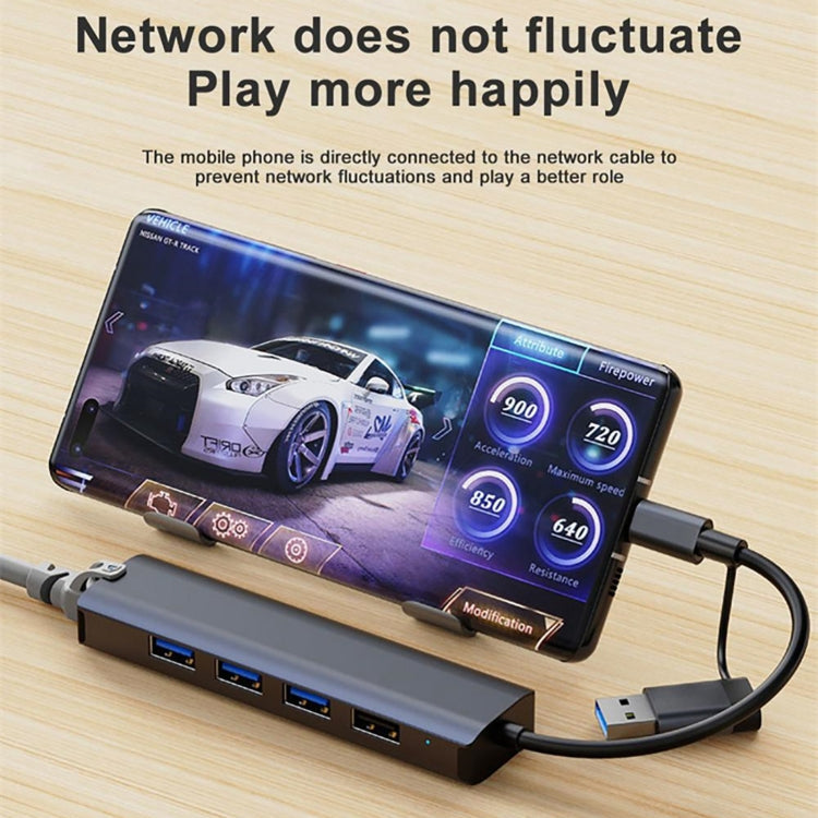 Lisslune | BYL-2208TU 5 in 2 USB + USB-C / Type-C to USB Multifunctional Docking Station HUB Adapter