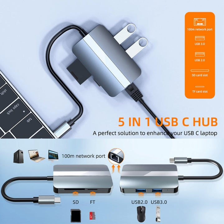 Lisslune | BYL-2112 5 in 1 USB-C / Type-C to USB Multifunctional Docking Station HUB Adapter