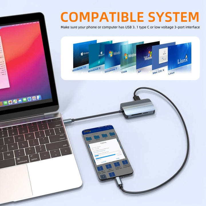Lisslune | BYL-2112 5 in 1 USB-C / Type-C to USB Multifunctional Docking Station HUB Adapter