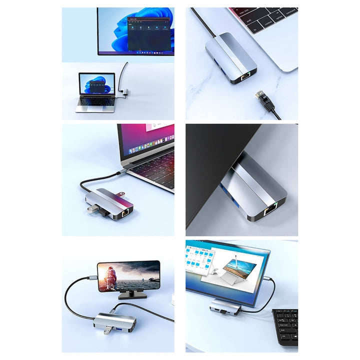 Lisslune | BYL-2203 6 in 1 USB-C / Type-C to USB Multifunctional Docking Station HUB Adapter