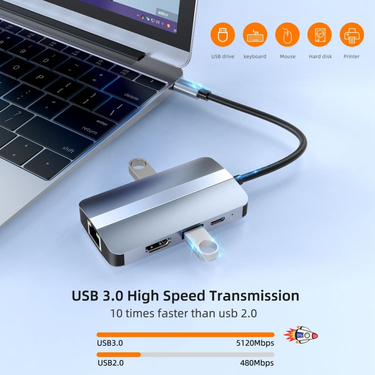 Lisslune | BYL-2203 6 in 1 USB-C / Type-C to USB Multifunctional Docking Station HUB Adapter