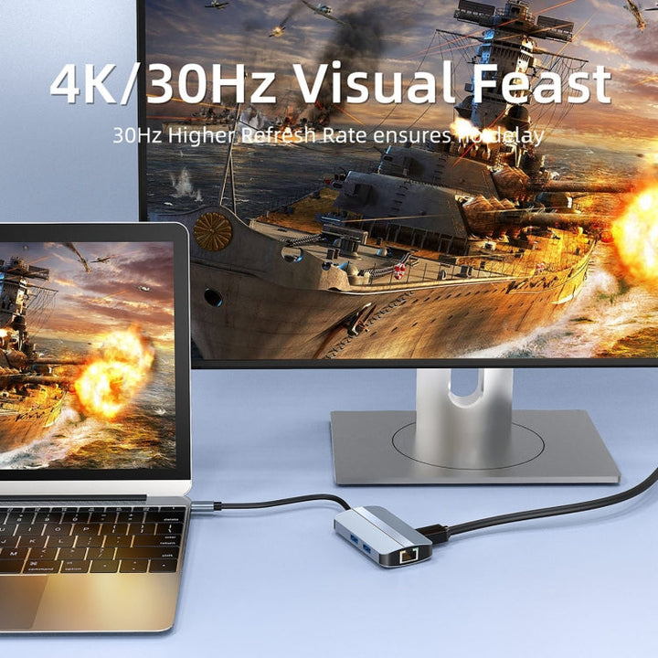 Lisslune | BYL-2203 6 in 1 USB-C / Type-C to USB Multifunctional Docking Station HUB Adapter