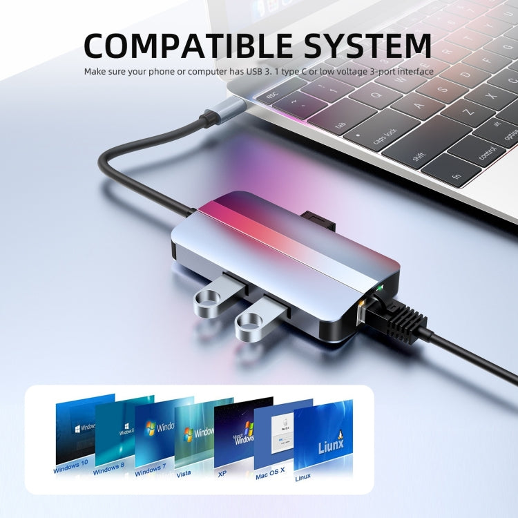 Lisslune | BYL-2203 6 in 1 USB-C / Type-C to USB Multifunctional Docking Station HUB Adapter