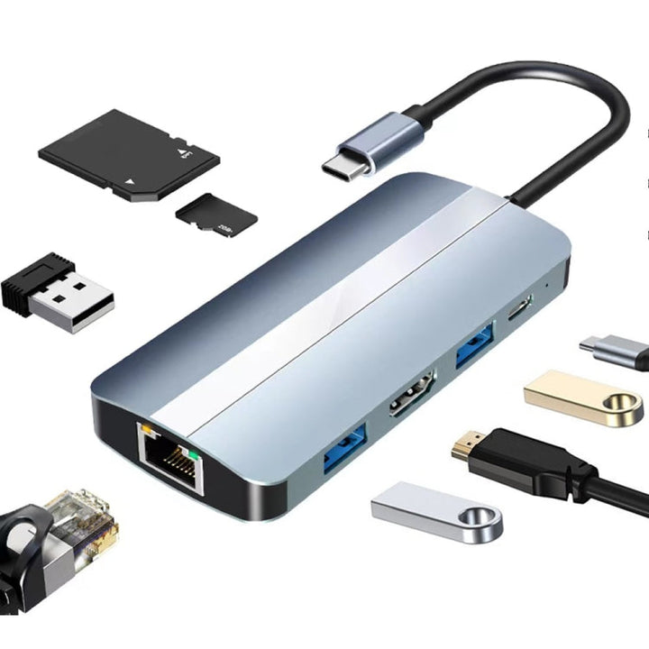 Lisslune | BYL-2205 8 in 1 USB-C / Type-C to USB Multifunctional Docking Station HUB Adapter