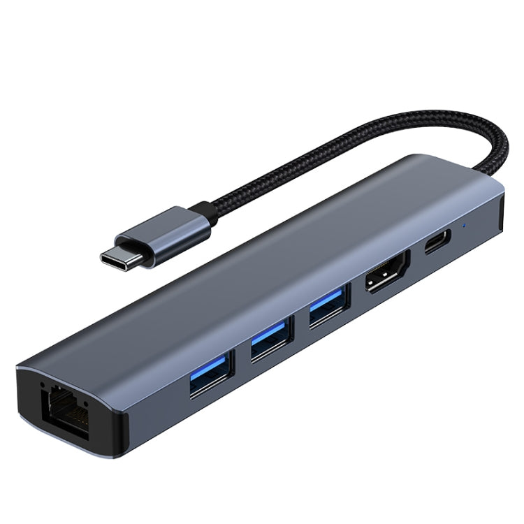Lisslune | BYL-2210 6 in 1 USB-C / Type-C to USB Multifunctional Docking Station HUB Adapter with 1000M Network Connection