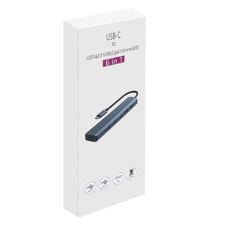 Lisslune | BYL-2210 6 in 1 USB-C / Type-C to USB Multifunctional Docking Station HUB Adapter with 1000M Network Connection
