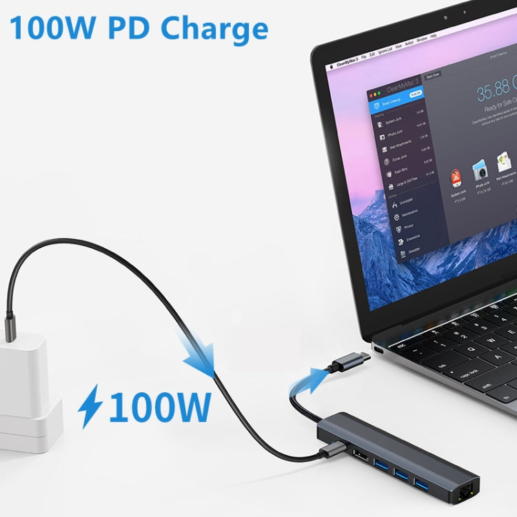 Lisslune | BYL-2210 6 in 1 USB-C / Type-C to USB Multifunctional Docking Station HUB Adapter with 1000M Network Connection