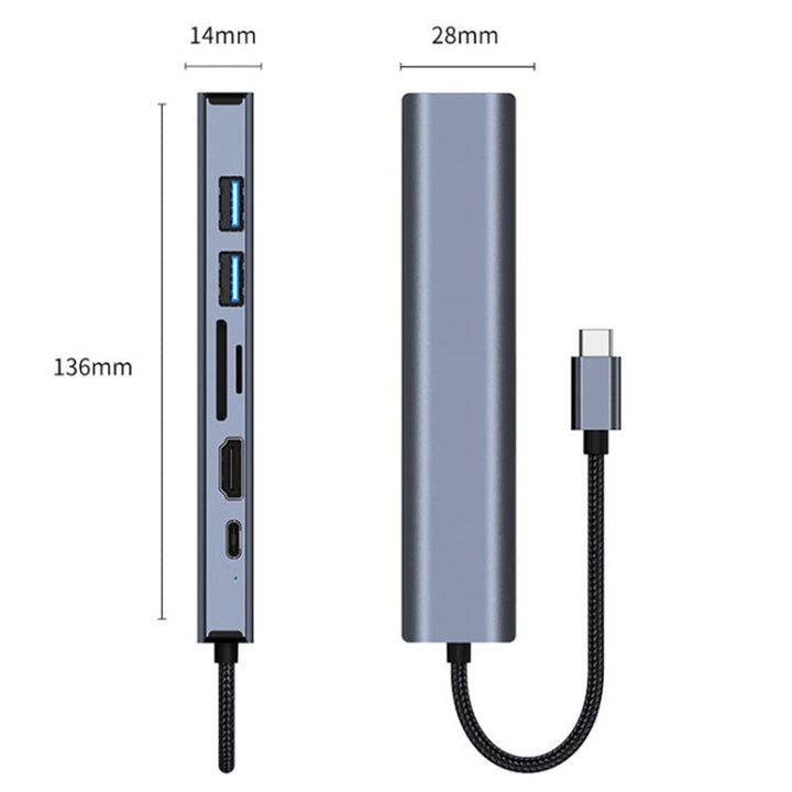 Lisslune | BYL-2303 7 in 1 USB-C / Type-C to USB Multifunctional Docking Station HUB Adapter