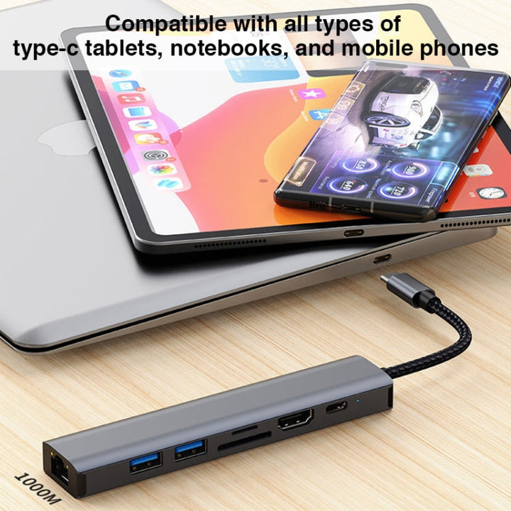 Lisslune | BYL-2303 7 in 1 USB-C / Type-C to USB Multifunctional Docking Station HUB Adapter