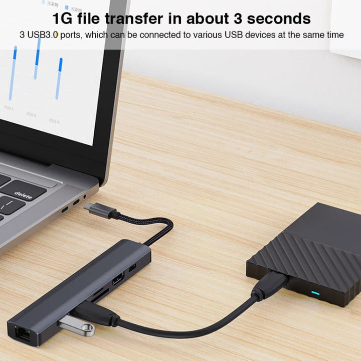 Lisslune | BYL-2303 7 in 1 USB-C / Type-C to USB Multifunctional Docking Station HUB Adapter