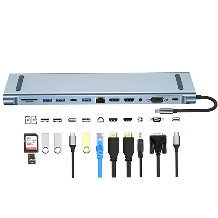 Lisslune | BYL-2003U2 12 in 1 USB-C / Type-C to USB Multifunctional Docking Station HUB Adapter