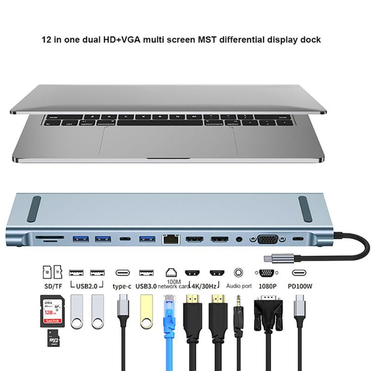 Lisslune | BYL-2003U2 12 in 1 USB-C / Type-C to USB Multifunctional Docking Station HUB Adapter