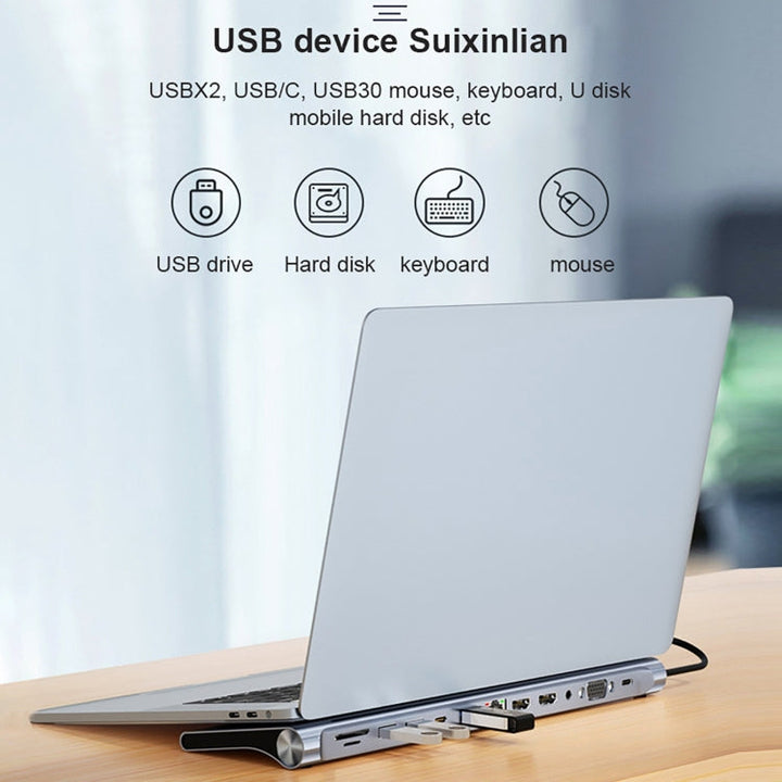Lisslune | BYL-2003U2 12 in 1 USB-C / Type-C to USB Multifunctional Docking Station HUB Adapter