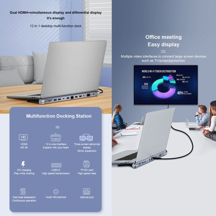 Lisslune | BYL-2003U2 12 in 1 USB-C / Type-C to USB Multifunctional Docking Station HUB Adapter
