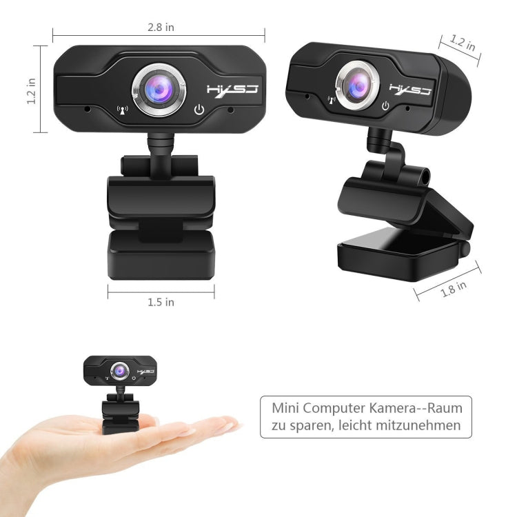 Lisslune | HXSJ S50 30fps 100 Megapixel 720P HD Webcam for Desktop / Laptop / Smart TV, with 10m sound-absorbing microphone, Cable length: 1.4m