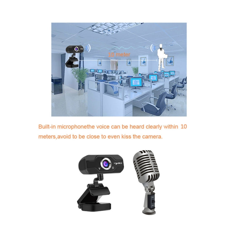 Lisslune | HXSJ S50 30fps 100 Megapixel 720P HD Webcam for Desktop / Laptop / Smart TV, with 10m sound-absorbing microphone, Cable length: 1.4m