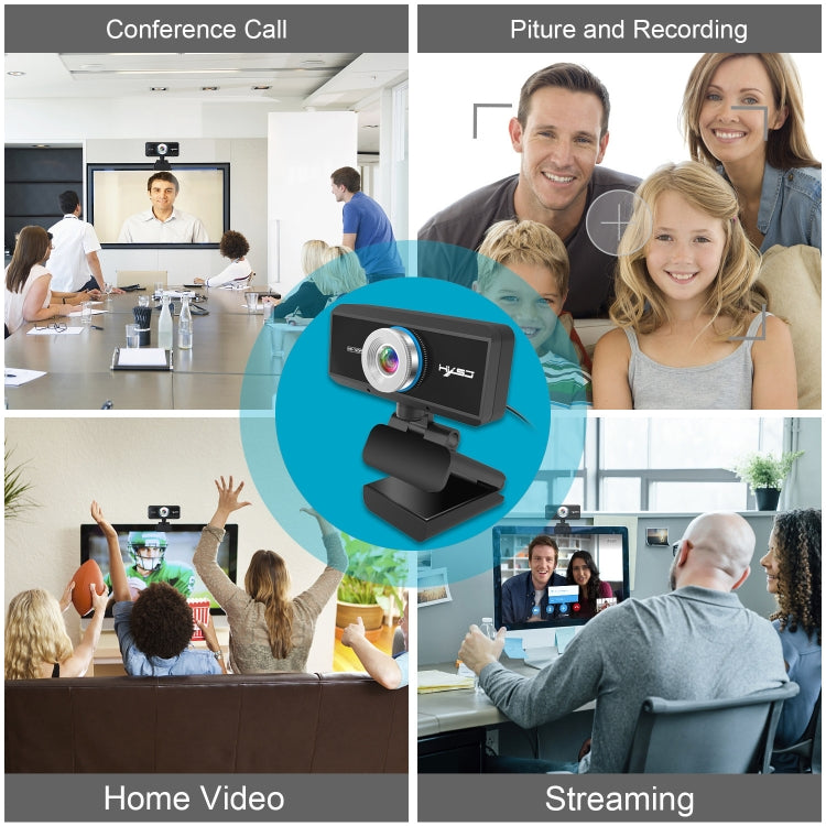 Lisslune | HXSJ S90 30fps 1 Megapixel 720P HD Webcam for Desktop / Laptop / Android TV, with 8m noise-cancelling microphone, Cable length: 1.5m
