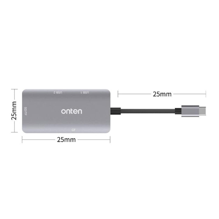 Lisslune | Onten 91882 5 In 1 USB3.0 x3 + SD + TF + CF Type-C / USB-C OTG Multifunction Card Reader
