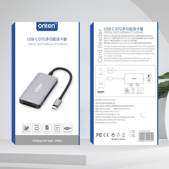 Lisslune | Onten 91882 5 In 1 USB3.0 x3 + SD + TF + CF Type-C / USB-C OTG Multifunction Card Reader
