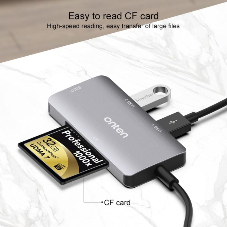 Lisslune | Onten 91882 5 In 1 USB3.0 x3 + SD + TF + CF Type-C / USB-C OTG Multifunction Card Reader