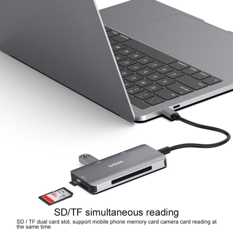 Lisslune | Onten 91882 5 In 1 USB3.0 x3 + SD + TF + CF Type-C / USB-C OTG Multifunction Card Reader