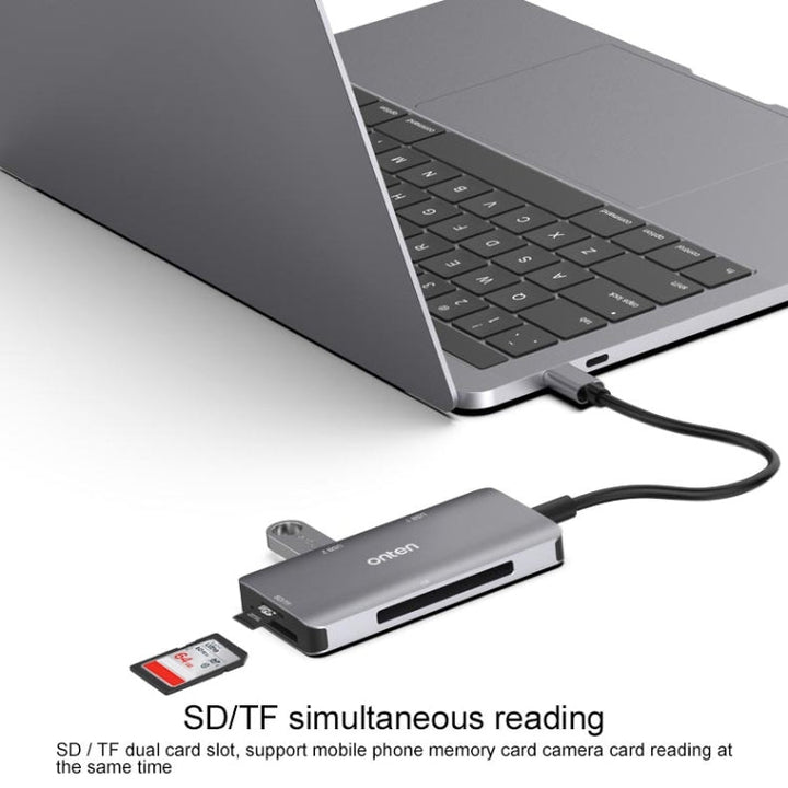Lisslune | Onten 91882 5 In 1 USB3.0 x3 + SD + TF + CF Type-C / USB-C OTG Multifunction Card Reader