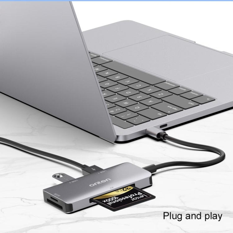 Lisslune | Onten 91882 5 In 1 USB3.0 x3 + SD + TF + CF Type-C / USB-C OTG Multifunction Card Reader
