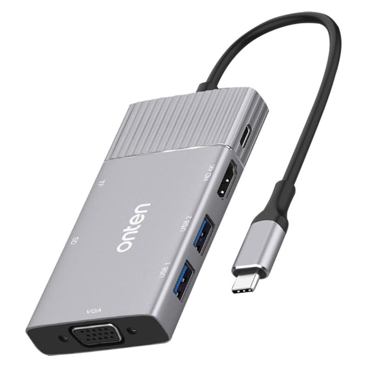 Lisslune | Onten 95113 8 In 1 USB 3.0 x2 + SD / TF + HDMI / VGA + 3.5mm Jack + Type-C / USB-C (PD 3.0) Multifunction HUB Converter Docking Station