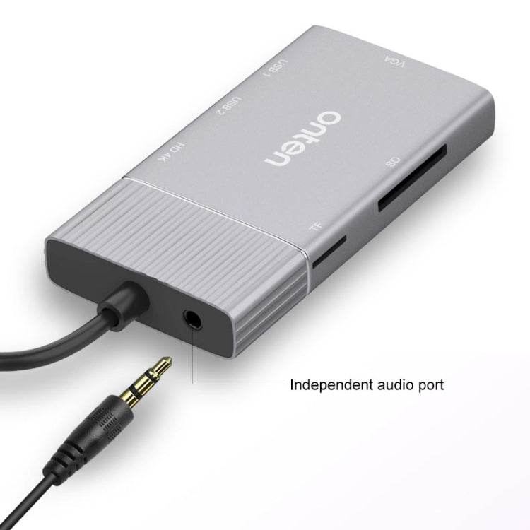 Lisslune | Onten 95113 8 In 1 USB 3.0 x2 + SD / TF + HDMI / VGA + 3.5mm Jack + Type-C / USB-C (PD 3.0) Multifunction HUB Converter Docking Station