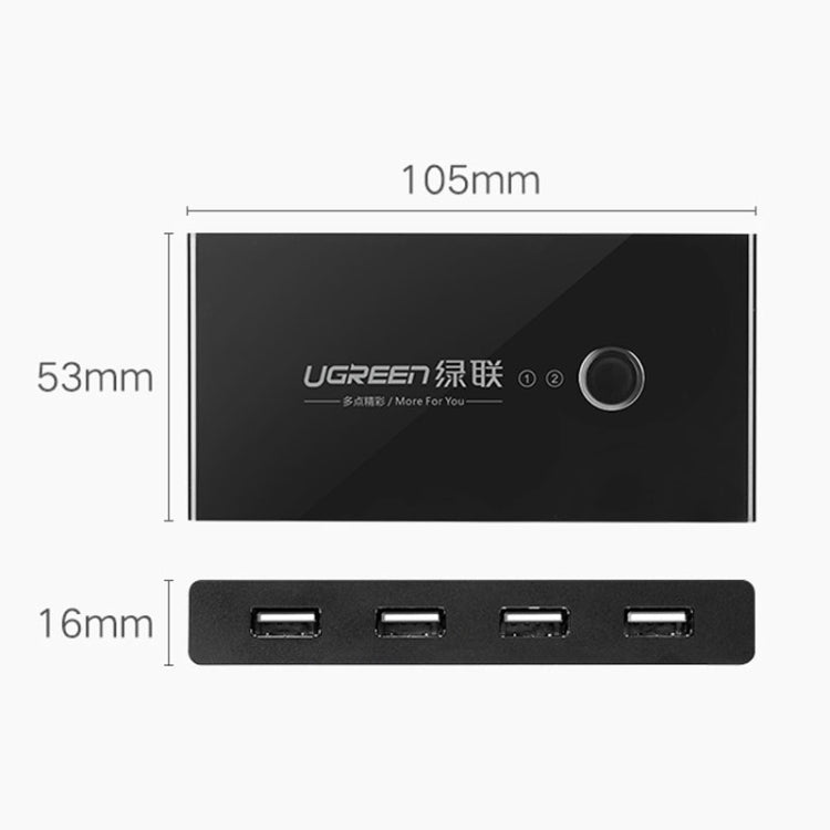 Lisslune | Ugreen USB Switch Selector 2 USB Ports Sharing 4 USB Ports Switcher Adapter for Mouse, Keyboard, Printer