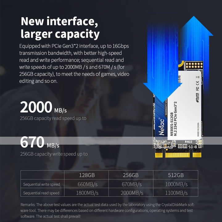 Lisslune | Netac N930ES 512GB M.2 2242 PCIe Gen3x2 Solid State Drive