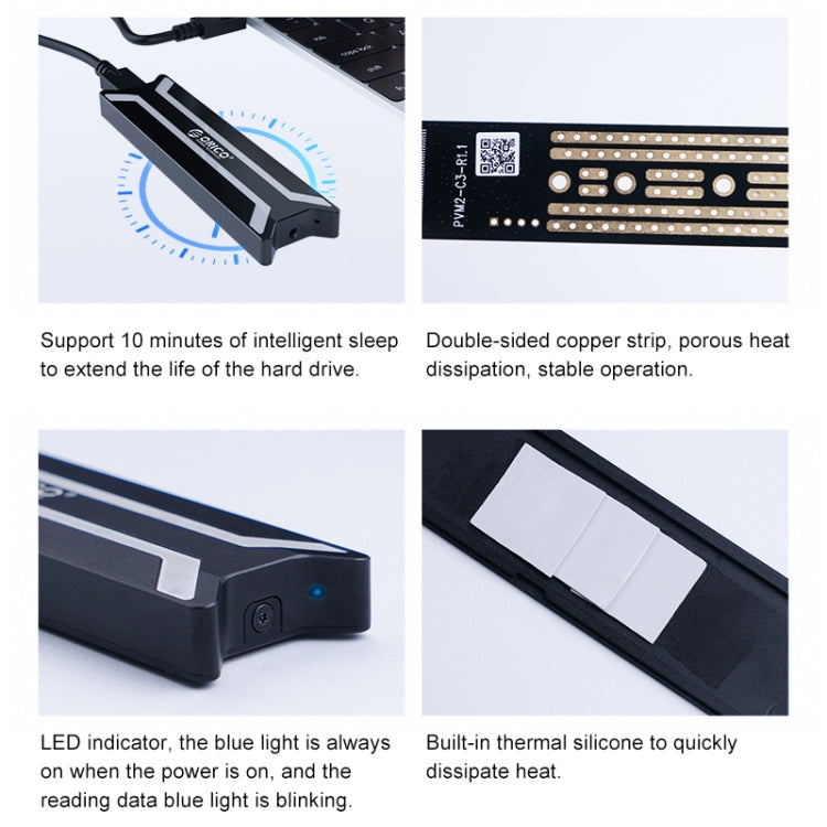Lisslune | ORICO PBM2 NVMe M.2 SSD enclosure Type C USB 3.1 enclosure hard drive box (10Gbps)