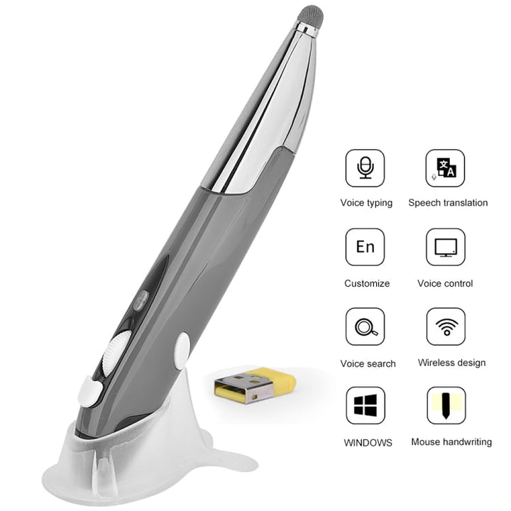 Lisslune | PR-06S 4-Button Smart Wireless Optical Mouse with Stylus Pen Function, Supports Voice Control / Translation (Gray)