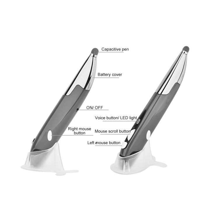 Lisslune | PR-06S 4-Button Smart Wireless Optical Mouse with Stylus Pen Function, Supports Voice Control / Translation (Gray)