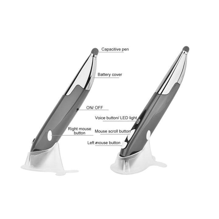 Lisslune | PR-06S 4-Button Smart Wireless Optical Mouse with Stylus Pen Function, Supports Voice Control / Translation (Gray)