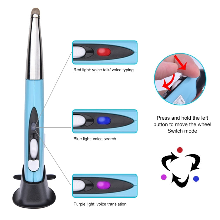 Lisslune | PR-06S 4-Button Smart Wireless Optical Mouse with Stylus Pen Function, Voice Control / Translation Support (Blue)