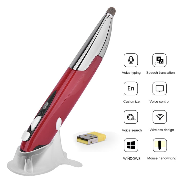Lisslune | PR-06S 4-Button Smart Wireless Optical Mouse with Stylus Function, supports Voice Control / Translation (Red)