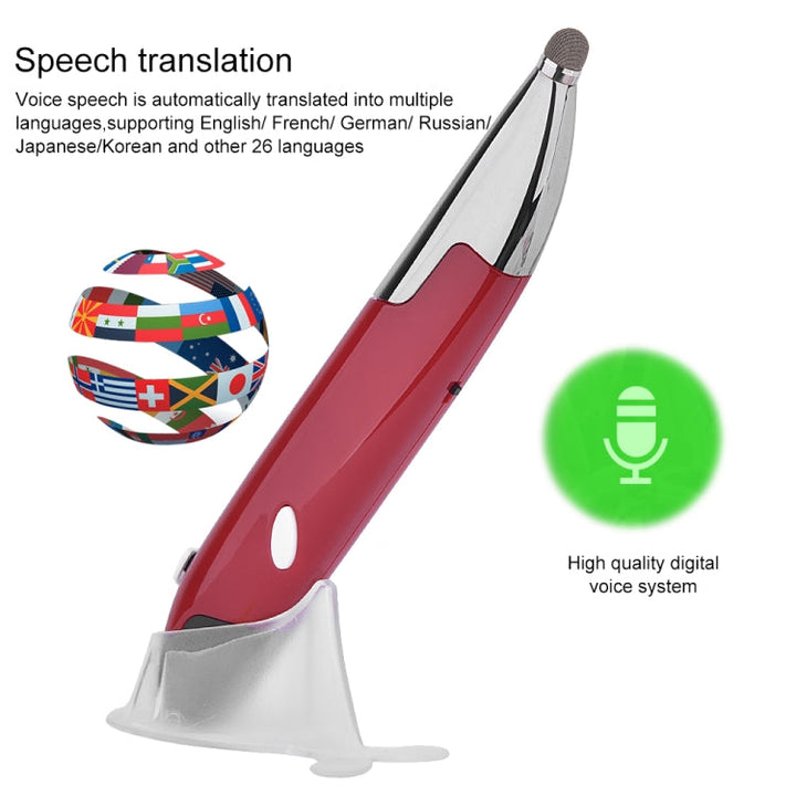 Lisslune | PR-06S 4-Button Smart Wireless Optical Mouse with Stylus Function, supports Voice Control / Translation (Red)