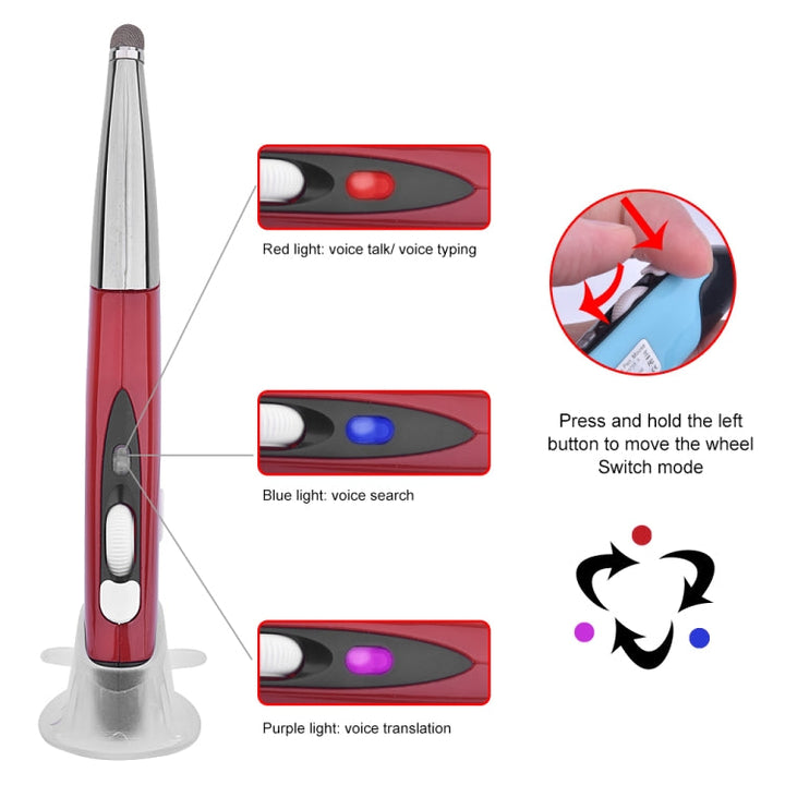 Lisslune | PR-06S 4-Button Smart Wireless Optical Mouse with Stylus Function, supports Voice Control / Translation (Red)