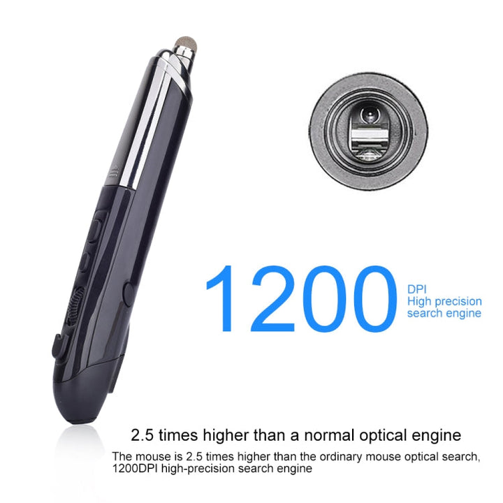 Lisslune | PR-08 6-Button Smart Wireless Optical Mouse with Stylus Pen & Laser Function (Black)