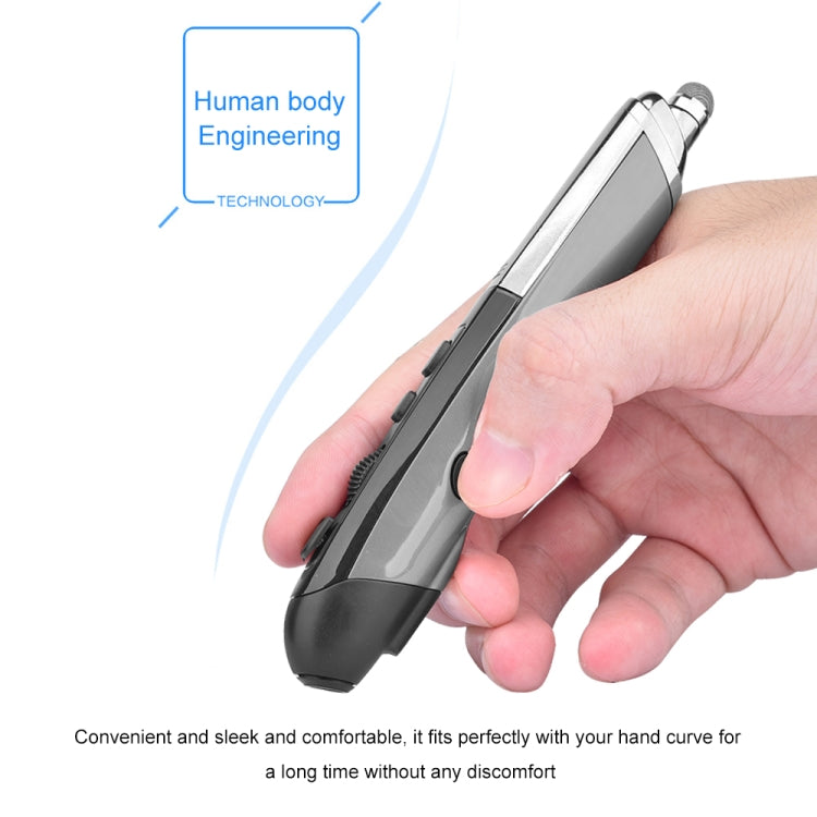 Lisslune | PR-08 6-Button Smart Wireless Optical Mouse with Stylus Pen & Laser Function (Gray)