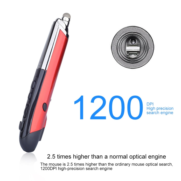 Lisslune | PR-08 6-Button Smart Wireless Optical Mouse with Stylus Pen & Laser Function (Red)