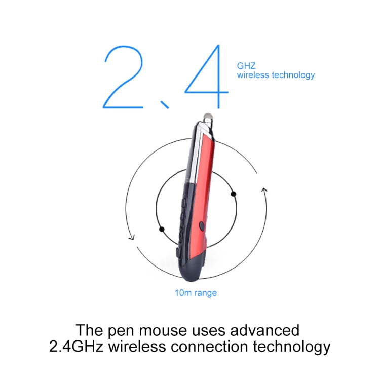 Lisslune | PR-08 6-Button Smart Wireless Optical Mouse with Stylus Pen & Laser Function (Red)