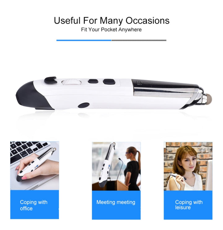 Lisslune | PR-08 6-Button Smart Wireless Optical Mouse with Stylus Pen & Laser Function (White)