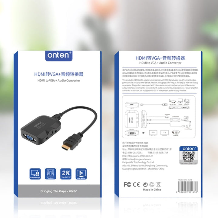 Lisslune | Onten 35165 HDMI to VGA + optical audio converter for speakers / TV / computer