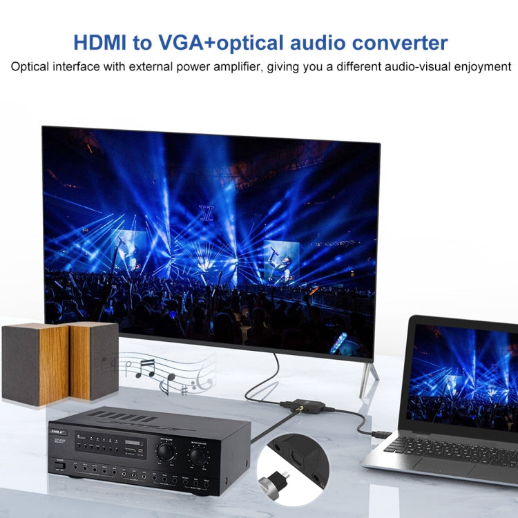 Lisslune | Onten 35165 HDMI to VGA + optical audio converter for speakers / TV / computer