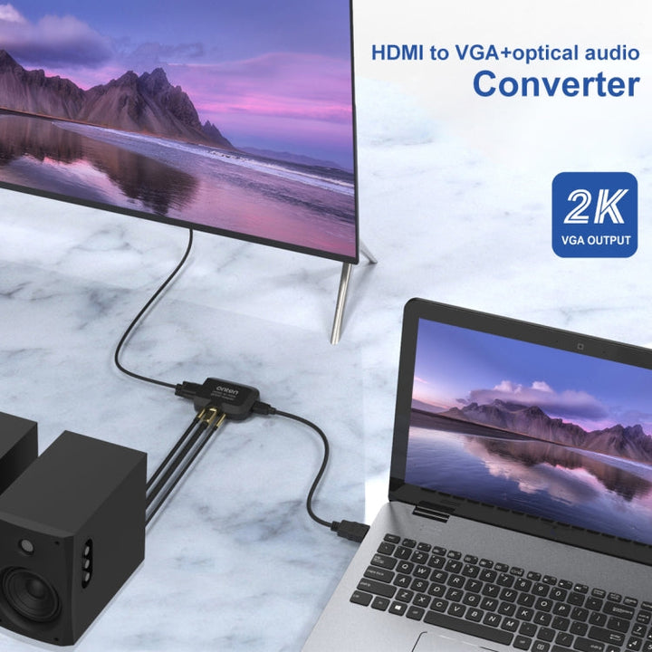 Lisslune | Onten 35165 HDMI to VGA + optical audio converter for speakers / TV / computer