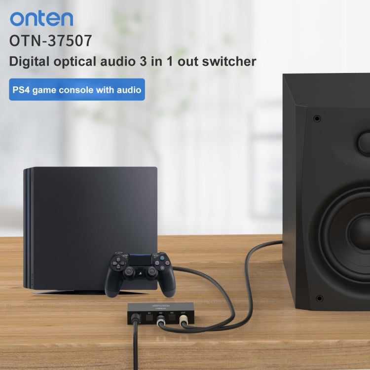 Lisslune | Onten 37507 Digital Optical Audio 3 In 1 Out Switcher Speaker Connection