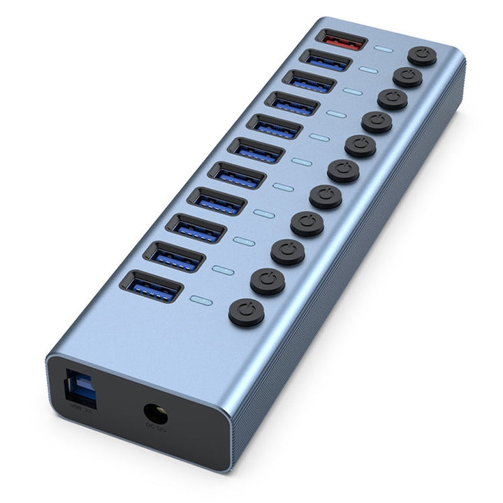 Lisslune | 11 in 1 USB 3.0 HUB splitter with independent switch & 12V 4A power supply